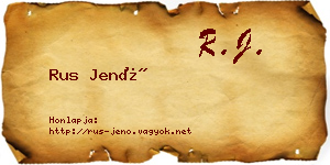 Rus Jenő névjegykártya
